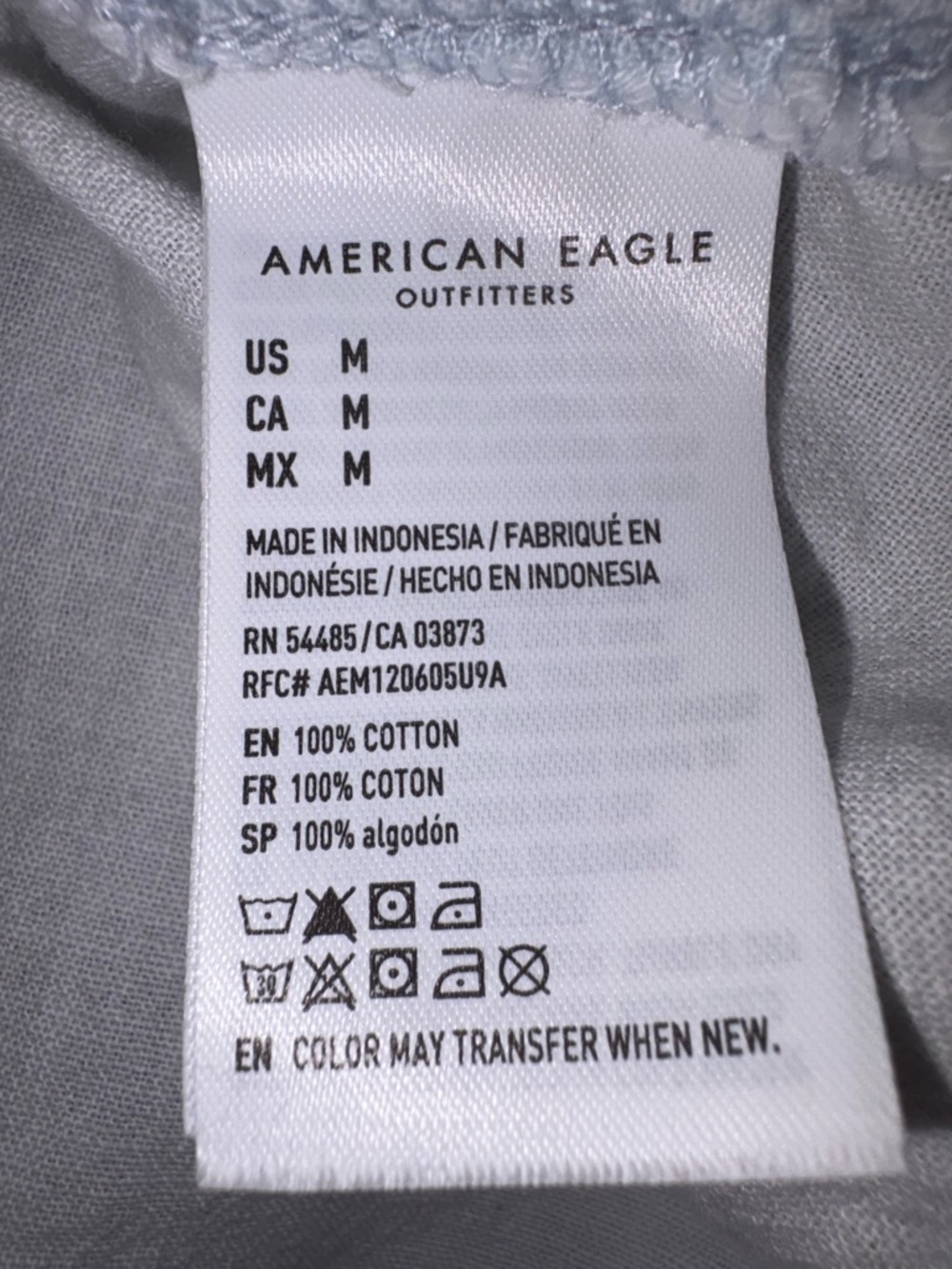 American Eagle Very Light Blue Button Front Blouse Size Medium 100% Cotton - Picture 4 of 6